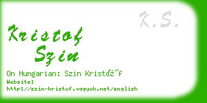 kristof szin business card